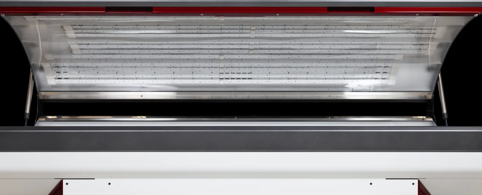 Inside the ARRC Elysium canopy: full-length rows of LED arrays that surround the whole body
